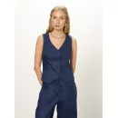 Жилет льняной короткий синий от бренда ClassyBrand